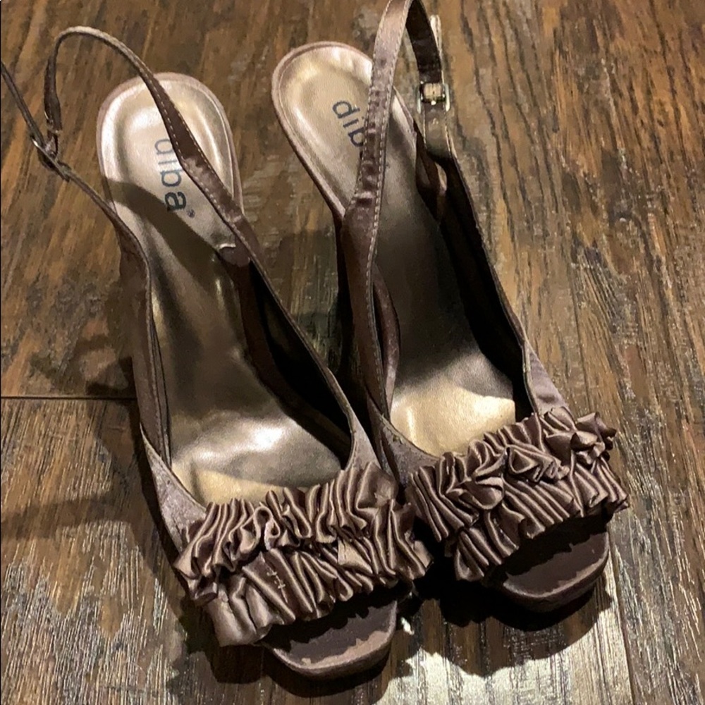 Bronze sandals.